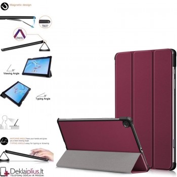 Dirbtinės odos atverčiamas dėklas planšetei - bordo spalvos (Samsung Tab S6 Lite 10.4 (P610/P615)-S6 Lite 2022 (P613/P619)-Tab S6 Lite 2024 (P625/SM-P620NZAAEUE)